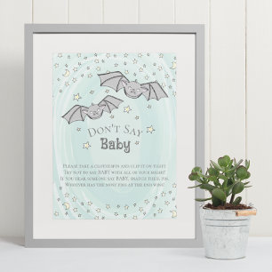 Niedliche Fledermäuse sagen kein Baby-Duschspiel Poster
