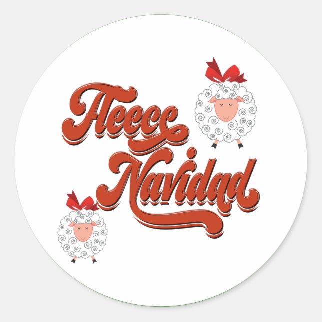 Niedliche Fleece der Schafe Navidad Runder Aufkleber (Vorderseite)