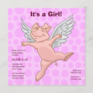 Niedliche Fliegen-Schwein-Baby-Duschen-Party Einladung
