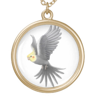 Niedliche Fliegencockatiel-Papageien-Halskette Vergoldete Kette