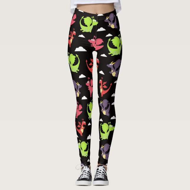 Niedliche fliegende Drachen Leggings (Vorderseite)