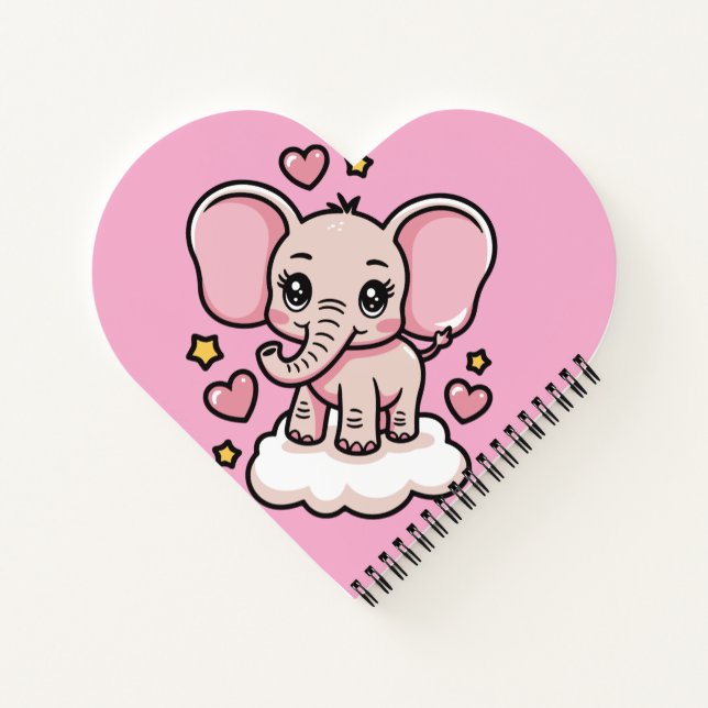 Niedliche fliegende rosa Elefant Whimsical Stars & Notizbuch (Rückseite)