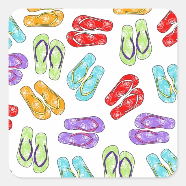 Niedliche Flip Flops Quadratischer Aufkleber (Vorderseite)