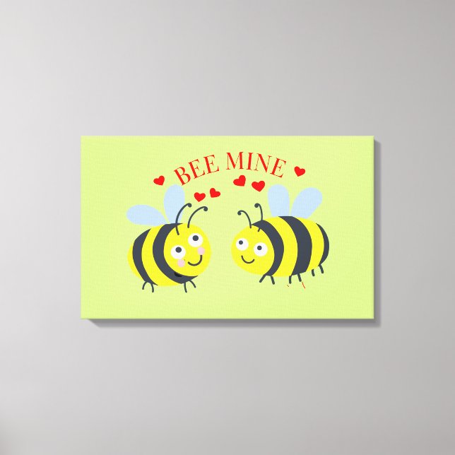 Niedliche Flirt Bee Mine Liebe Valentine's day Gif Leinwanddruck (Vorderseite)