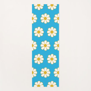 Niedliche floral Daisy Muster Blau und Senf Yogamatte