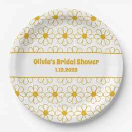 Niedliche floral Daisy Muster Mustard Personalisie Pappteller