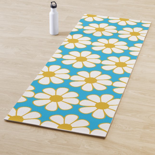 Niedliche floral Daisy Muster Mustard und Blue Yogamatte (Beispiel)