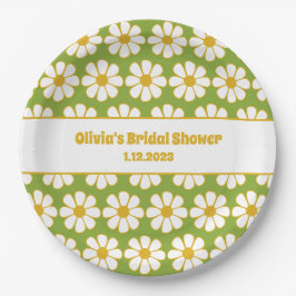Niedliche floral Daisy Muster Mustard und Green Pappteller