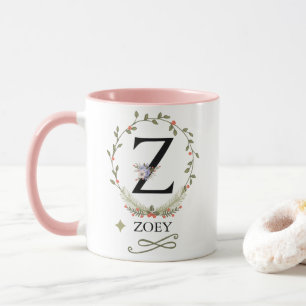 Niedliche Floral Letter Z Monogramm-Tasse Tasse