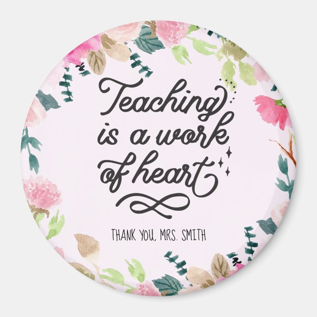Niedliche Floral Watercolor Lehrerin Magnet (Vorne)