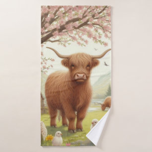 Niedliche, florale/frühlingshaltige Kuh Badehandtuch