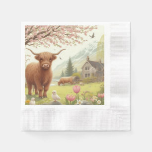 Niedliche, florale/frühlingshaltige Kuh Serviette