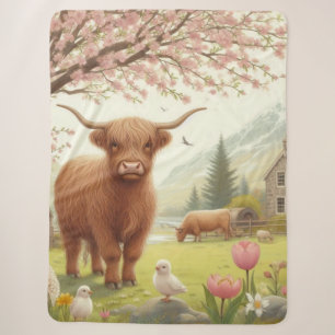 Niedliche, florale/frühlingshaltige Kuh Sherpadecke