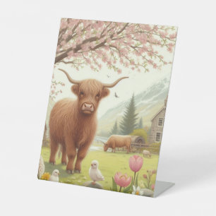 Niedliche, florale/frühlingshaltige Kuh Sockelschild