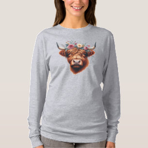 Niedliche, florale/frühlingshaltige Kuh T-Shirt