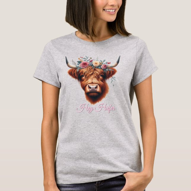 Niedliche, florale/frühlingshaltige Kuh T-Shirt (Vorderseite)