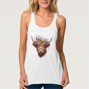 Niedliche, florale/frühlingshaltige Kuh Tank Top