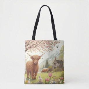 Niedliche, florale/frühlingshaltige Kuh Tasche