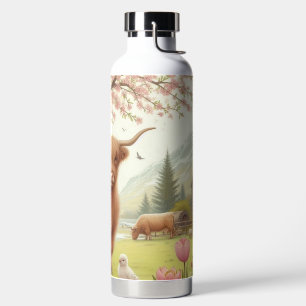 Niedliche, florale/frühlingshaltige Kuh Trinkflasche
