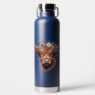 Niedliche, florale/frühlingshaltige Kuh Trinkflasche