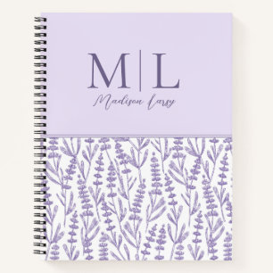 Niedliche florale Monogramm - Personalisierter Nam Notizbuch