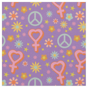 Niedliche florale Retro Venus Symbole & Herz Stoff