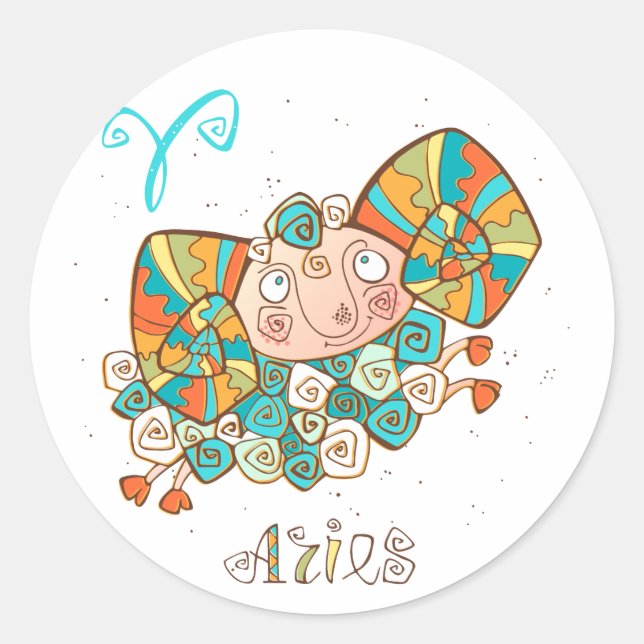 Niedliche Fluffy Aries Runder Aufkleber (Vorderseite)