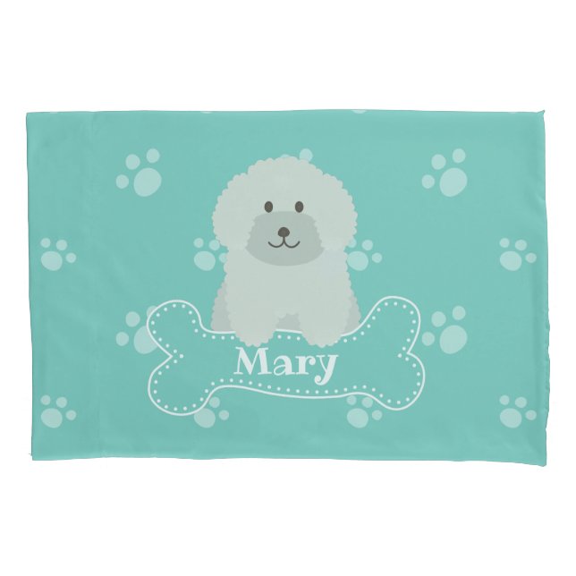 Niedliche Fluffy Curly Coat Poodle Puppy Doppy Mon Kissenbezug (Vorderseite)