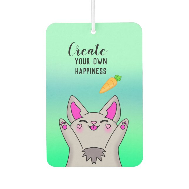 Niedliche Fluffy Happy Bunny Positive Vibe Sweet Autolufterfrischer (Vorderseite)