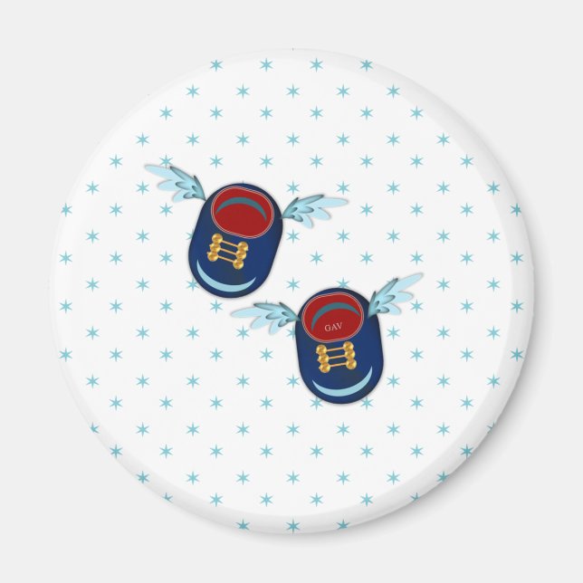 Niedliche Fluggeflügge kleine Schuhe in blau & rot Magnet (Vorne)