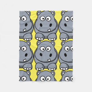Niedliche Flusspferd-Cartoon-Fleece-Decke Fleecedecke