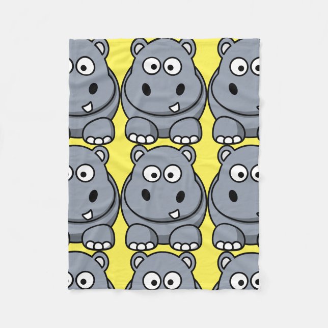 Niedliche Flusspferd-Cartoon-Fleece-Decke Fleecedecke (Vorderseite)