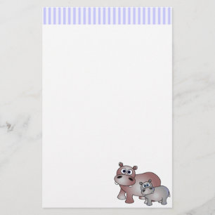 Niedliche Flusspferde Mama und Baby-Briefpapier Briefpapier