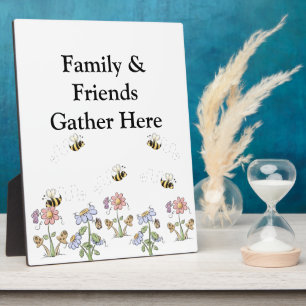 Niedliche Folk Art Bees Daisies Butterfells Fotoplatte