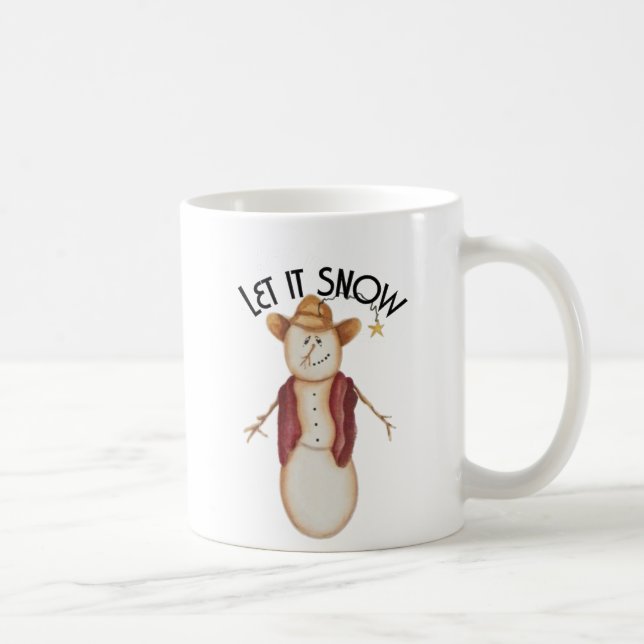 Niedliche Folk Art Cowboy Snowman Kaffeetasse (Rechts)