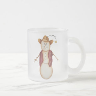 Niedliche Folk Art Cowboy Snowman Mattglastasse