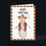 Niedliche Folk Art Cowboy Snowman Weihnachten<br><div class="desc">Original-Kunst in Acryl auf Papier von Deborah Miller,  Künstlerin Missouri</div>