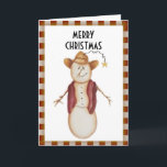 Niedliche Folk Art Cowboy Snowman Weihnachten<br><div class="desc">Original-Kunst in Acryl auf Papier von Deborah Miller,  Künstlerin Missouri</div>