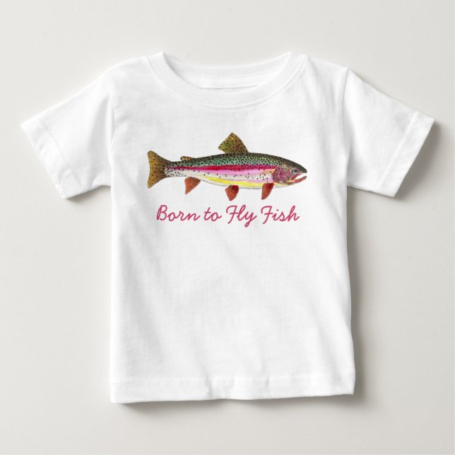 Niedliche Forellenfischerei "Geboren zu Fischen" Baby T-shirt (Vorderseite)