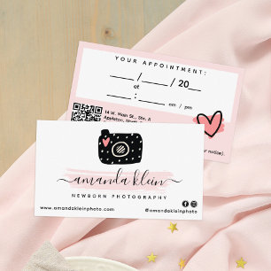 Niedliche Fotograf-Kamera Schwarz & Rosa Ernennung Visitenkarte