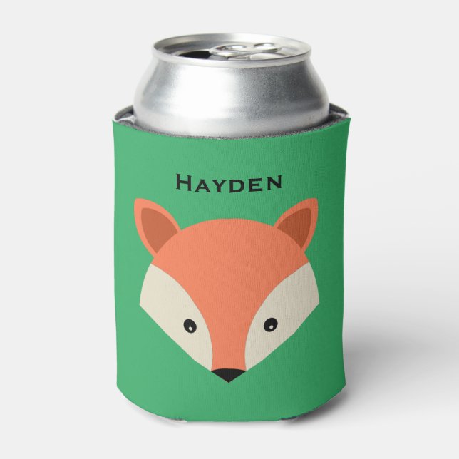 Niedliche Fox-Face auf Green Personalisiert Dosenkühler (Kanne Vorderseite)