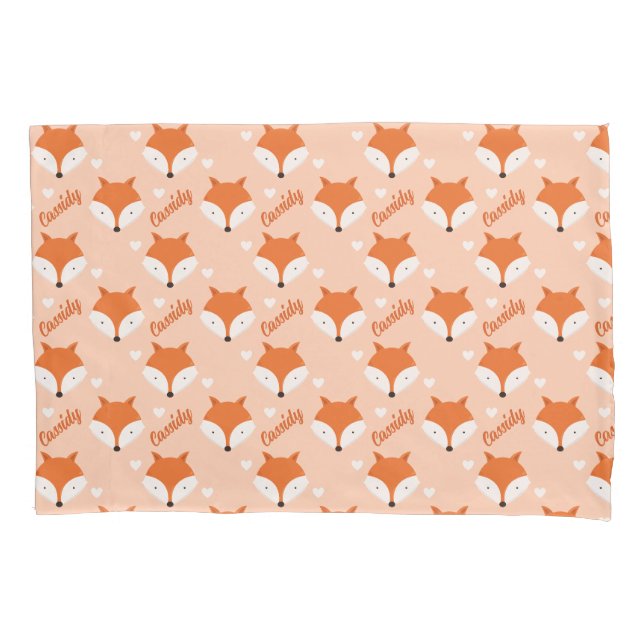 Niedliche Fox-Face-Kids Name Monogramm Tier Kissenbezug (Vorderseite)