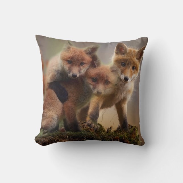 Niedliche Fox-Familie Kissen (Vorderseite)
