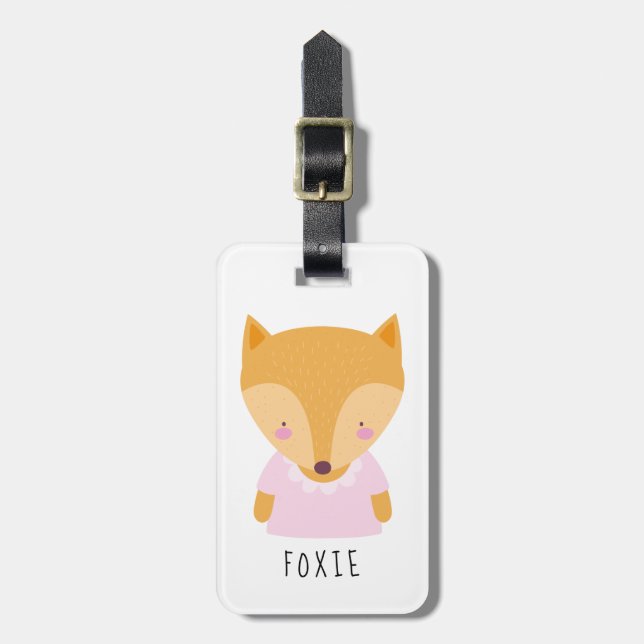 Niedliche Fox-Illustration - Anpassbar Gepäckanhänger (Vorderseite vertikal)