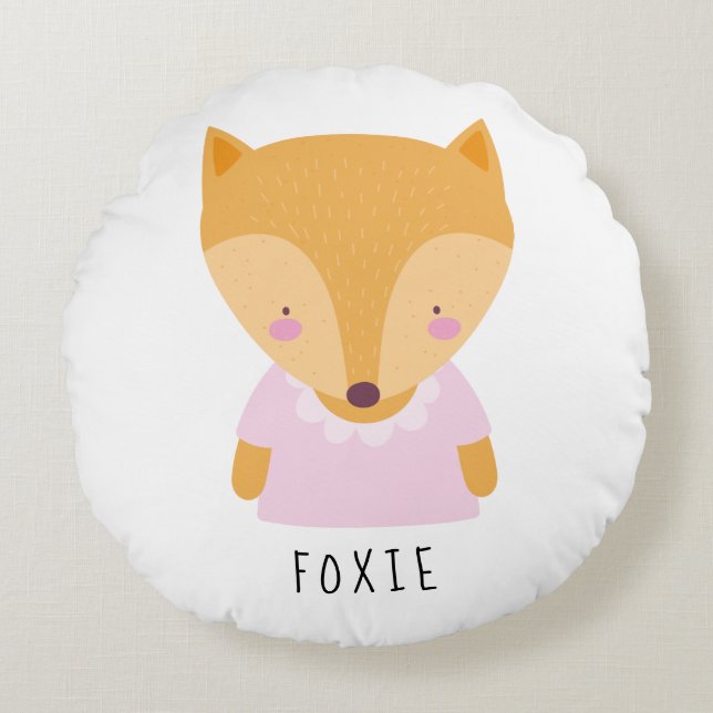 Niedliche Fox-Illustration - Anpassbar Rundes Kissen (Vorderseite)