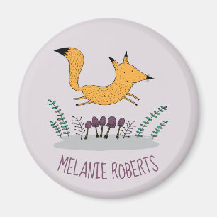 Niedliche Fox Illustration Kids Name Magnet