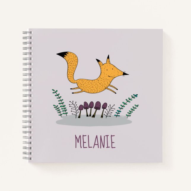 Niedliche Fox-Illustration Kinder Personalisiert Notizbuch (Vorderseite)