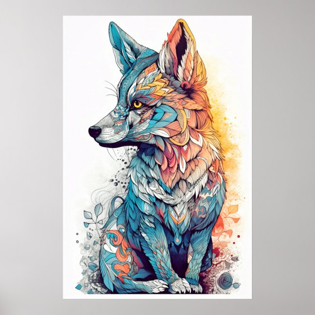 Niedliche Fox-Illustration Poster (Vorne)