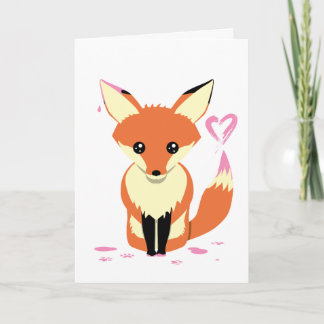 Niedliche Fox-Malerei Rosa Herz benutzerdefinierte Karte