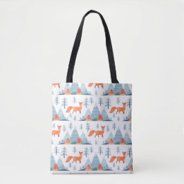 Niedliche Fox- und Gebirgsmuster-Illustration Tasche